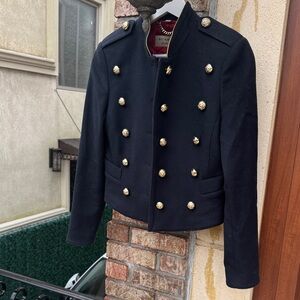 Burberry Navy Military Jacket with Gold Buttons